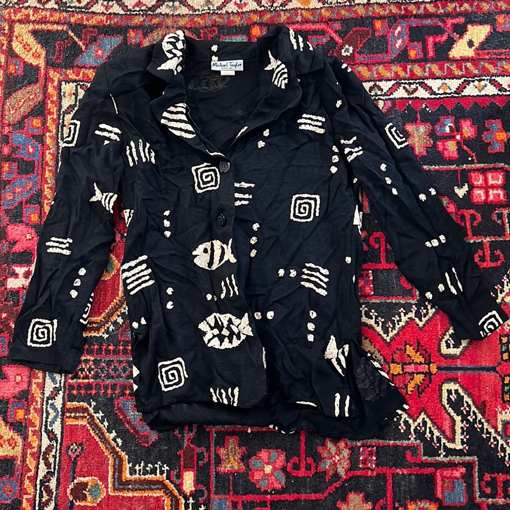 Black vintage button down top